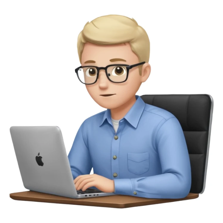 aktien experte er sitz am laptop und verdient durchs traden geld sticker