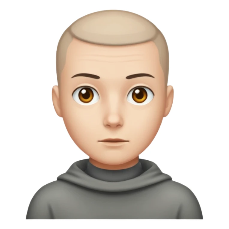 Buzz cut emoji not smiling and white skin color sticker