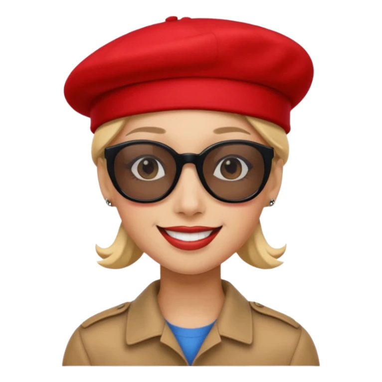 Sourire,.lu.ettes de soleil noires, beret rouge parachutiste sticker