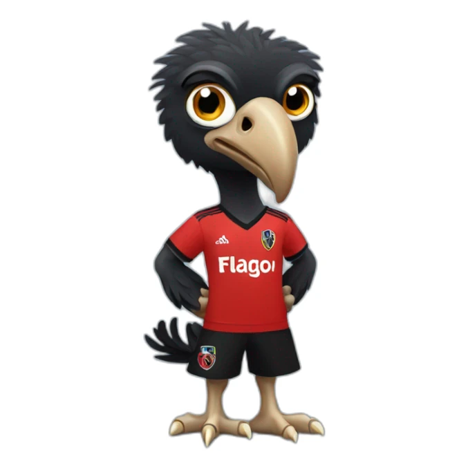 black vulture wearing flamengo soccer tshirt sticker