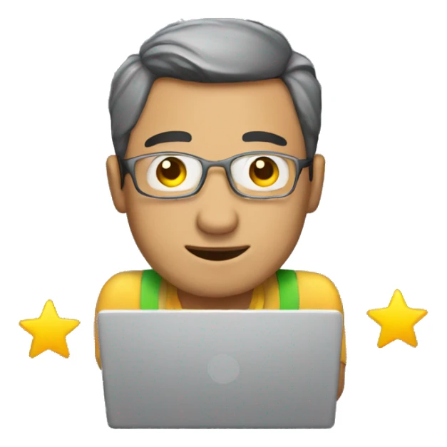 man with laptop rate with 5 stars sticker