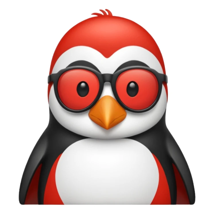 Pingüino con cabello  rubio estilo cool con gafas de sol color rojo sticker