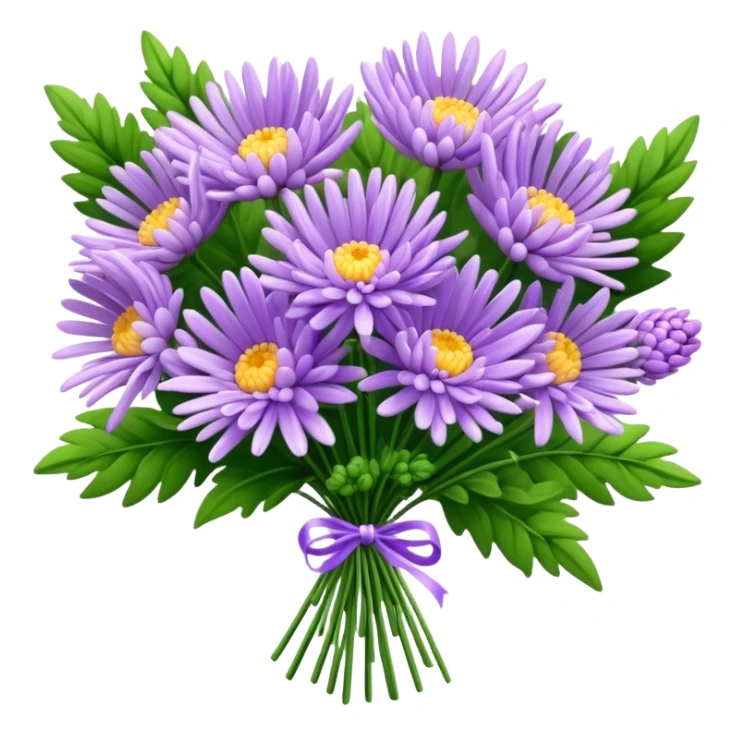 bouquet Lavender Chrysanthemum, luxuriant, leaf, bud sticker