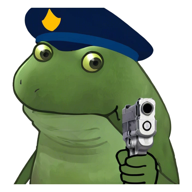 Emoji choking neck and holding gun signs next to head  sticker