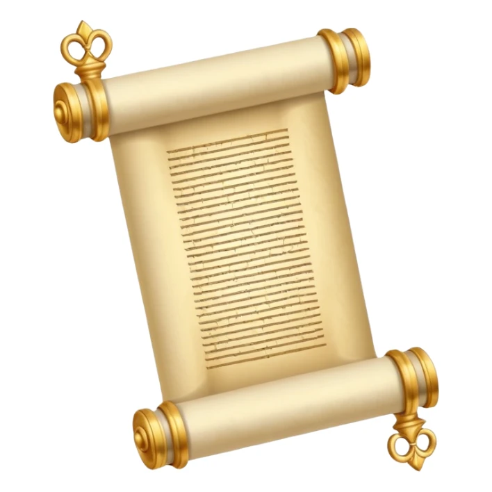 the Torah, rolled scroll with decorative handles, gold accents, suitable for emoji or icon sticker