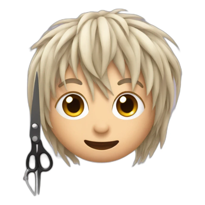 scissors and locks of hair sticker