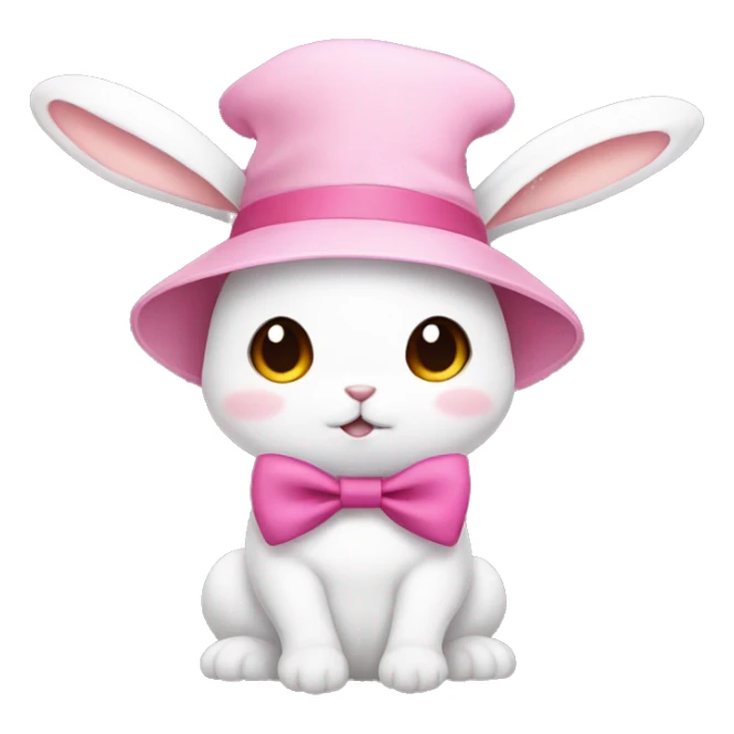Anime Bunny with a pink hat and a bow on its ear sticker