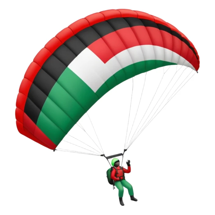 a palestinian flag with a paraglider, respect scrupulously the correct shapes and colours of the flag sticker