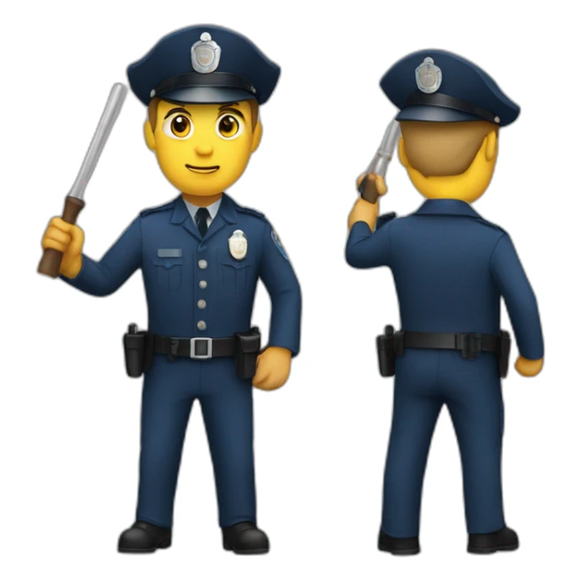 A policeman with a baton in his hand getting ready to strike sticker