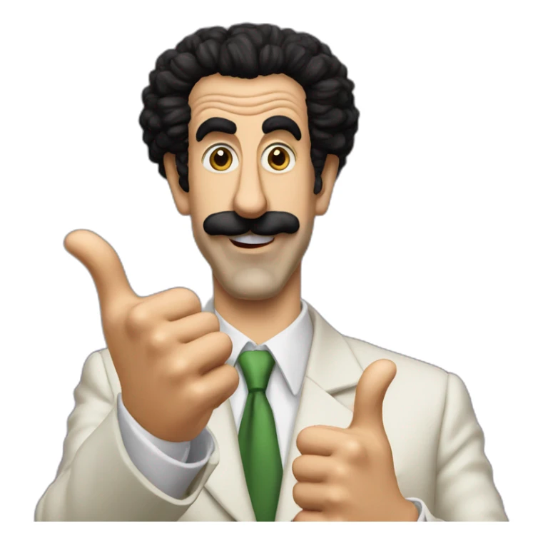 Borat very nice putting two thumbs up with five find on each hand sticker