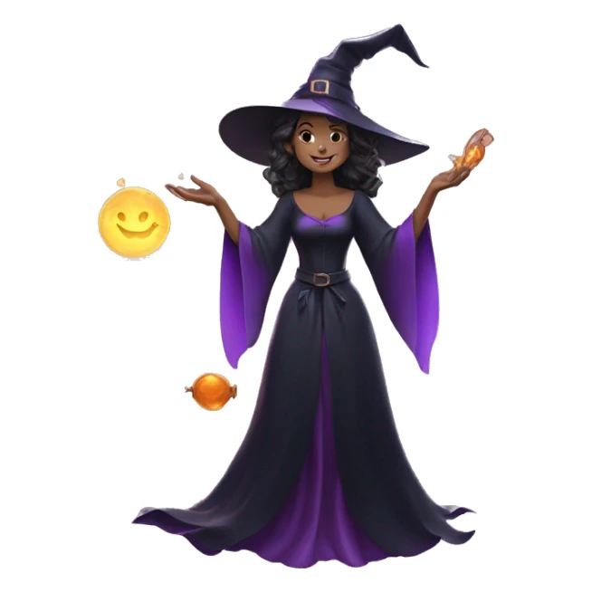 witch put out a hand to cast a spell and release magic sparkles sticker