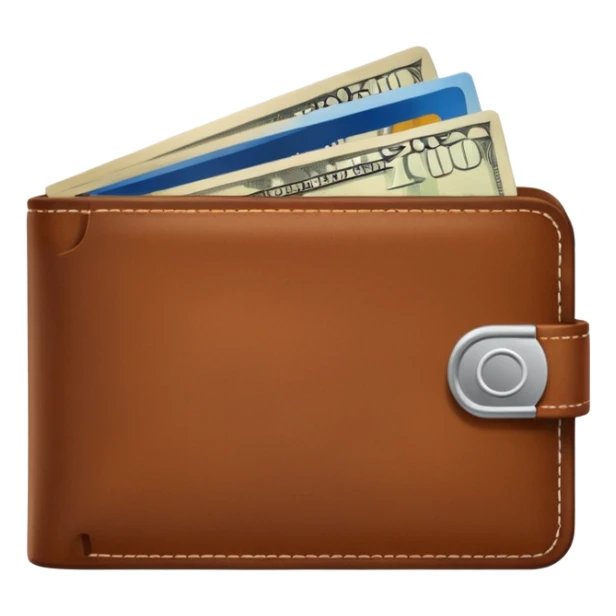 portefeuille marron avec billet et carte bancaire sticker