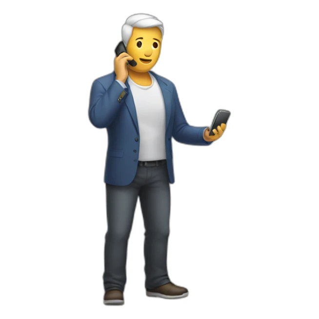 A man talks to his mobile phone sideways sticker