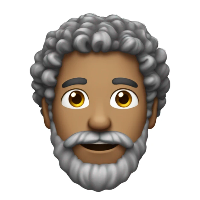 Man with curly salt and pepper hair and beard sticker