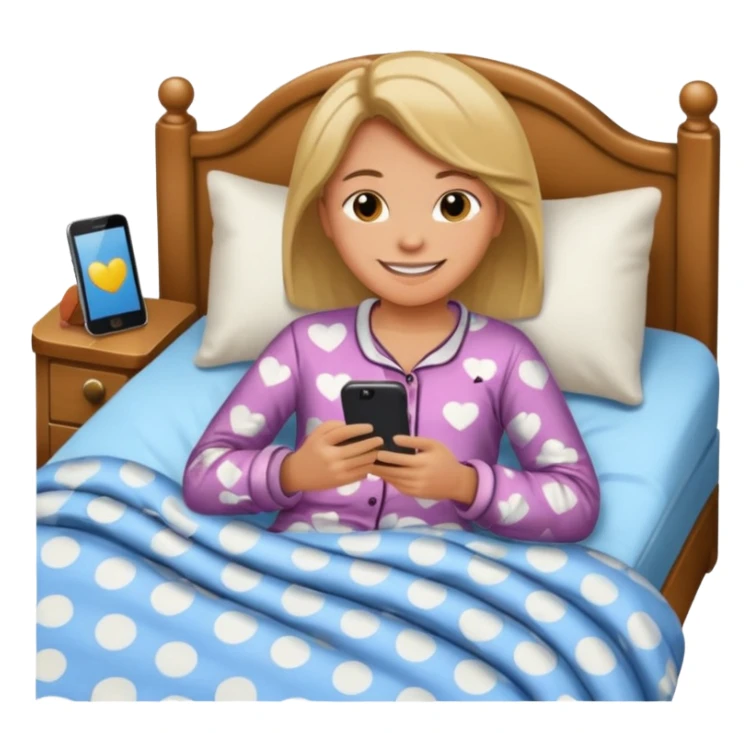 
emoticon of lying in bed and looking at phone sticker