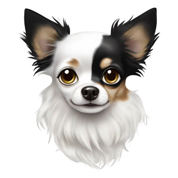 Black and white Merle long hair chihuahuas white on face sticker