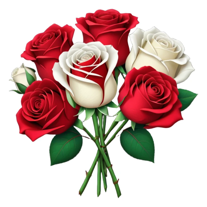 White rose and red rose bouquet with black paper  sticker