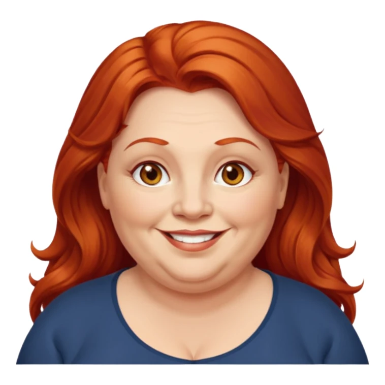 obese; older 50's ; long red hair ; women hazel eyes sticker