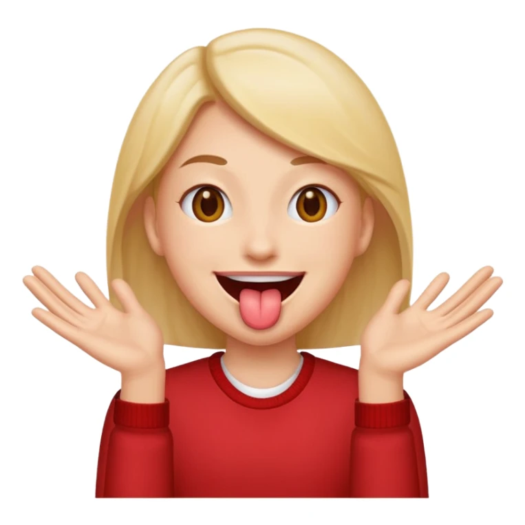 tounge out smiley with hands on both sides sticker