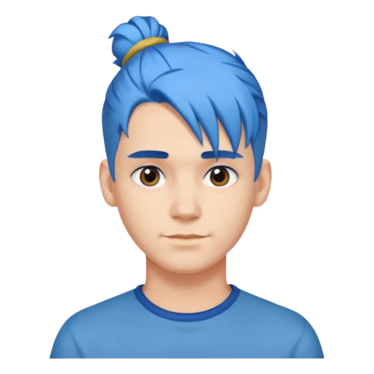 a man with blue one bun hair sticker