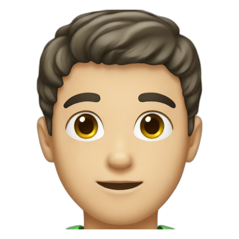 A young man with very short dark hair and light green eyes and dig cheeks sticker