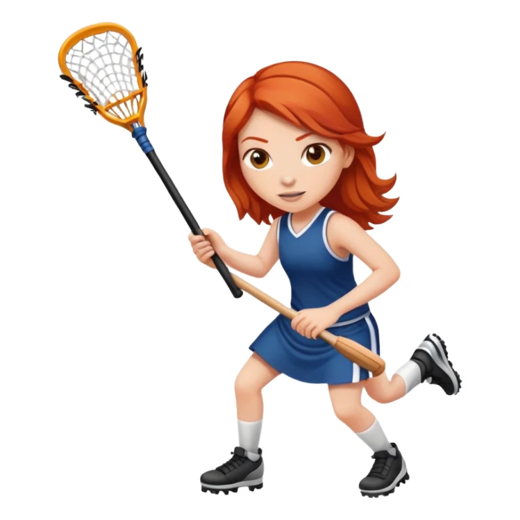 redhead girl playing lacrosse, one person, in action  sticker