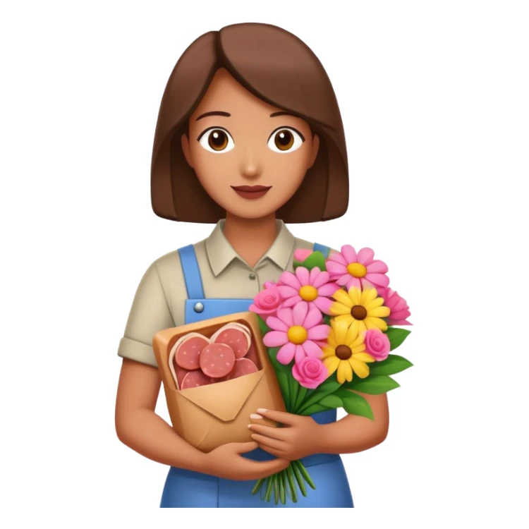 artist holding spam meat pretty flower bouquet  sticker