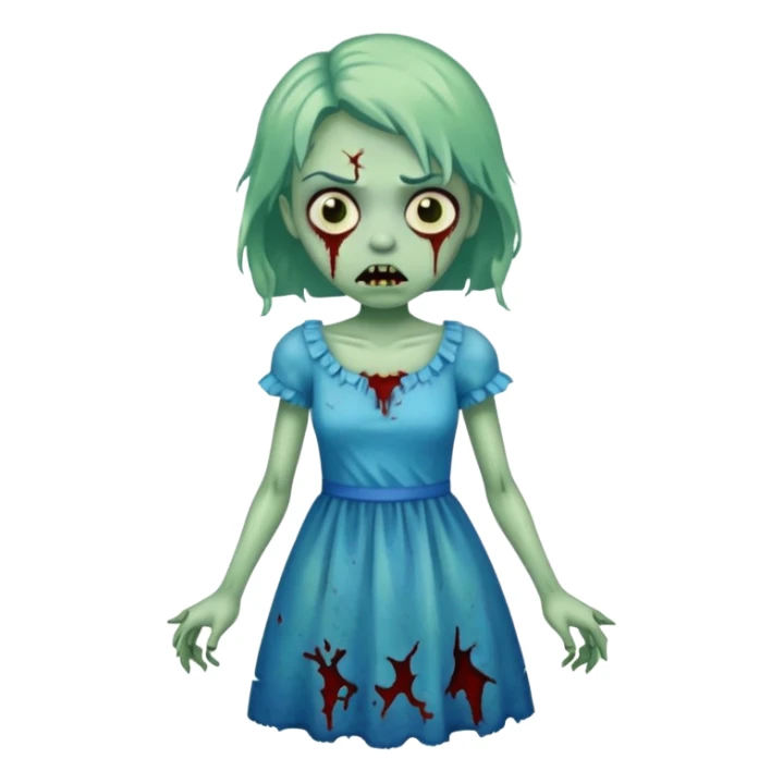 a zombie in blue dress sticker