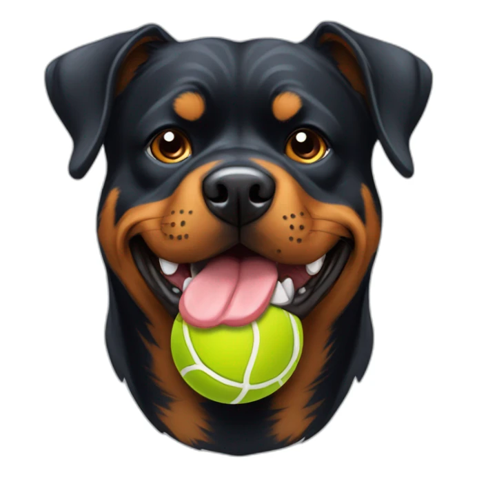 rottweiller with two tenis ball in mouth sticker