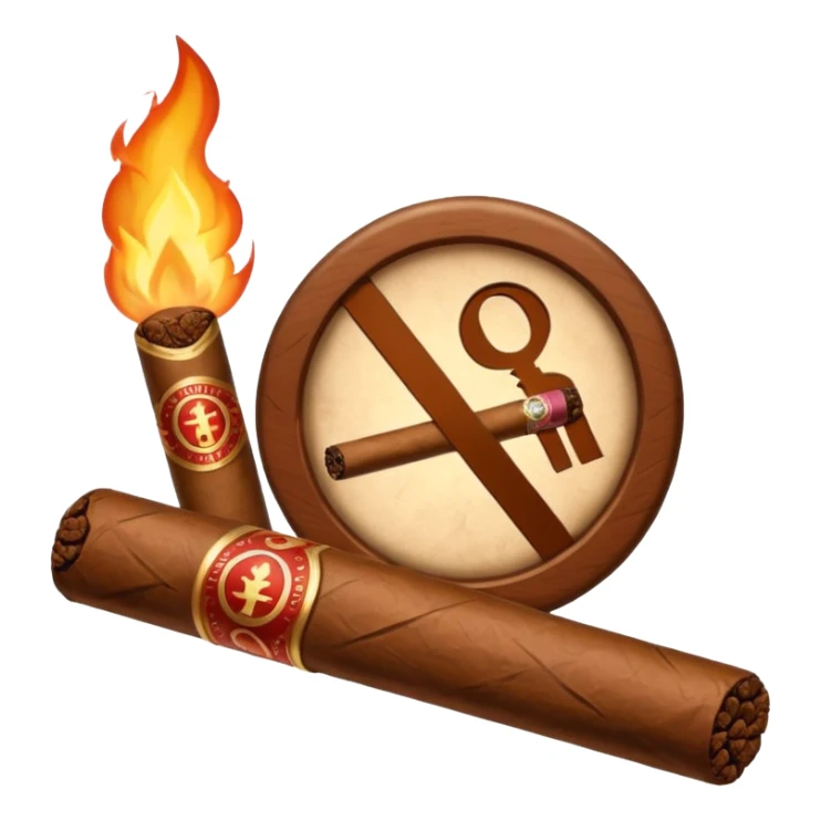 cigar with a prohibition symbol in ios style horizontaly sticker