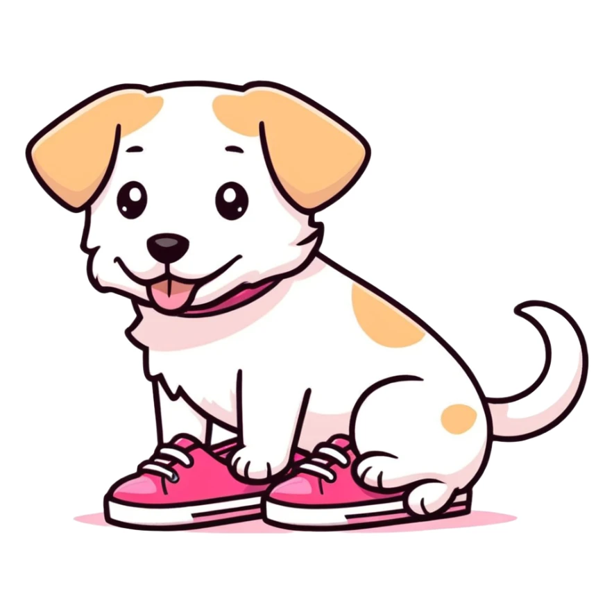Cute pink shoes being eaten by dog sticker