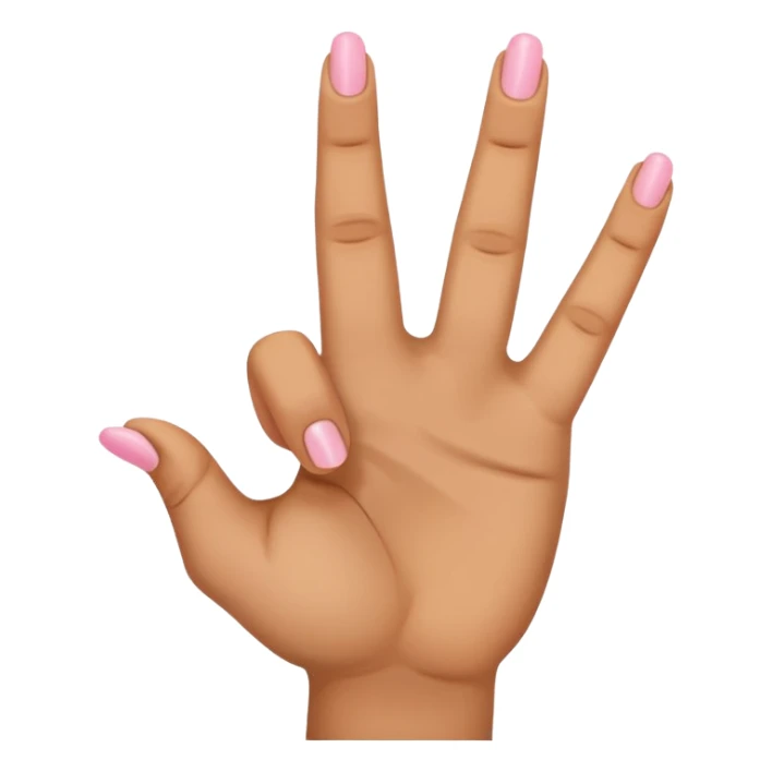 A hand holding index and middle and pinky finger up and ring finger down sticker