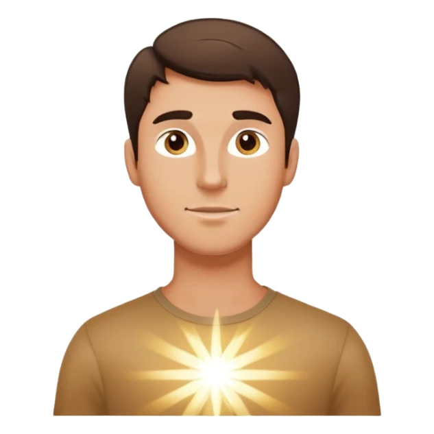 White brunette man standing with rays of light sticker