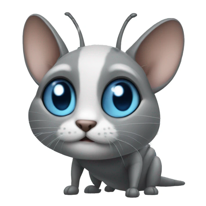 grey with kitten blue eyes and friends cockroach sticker