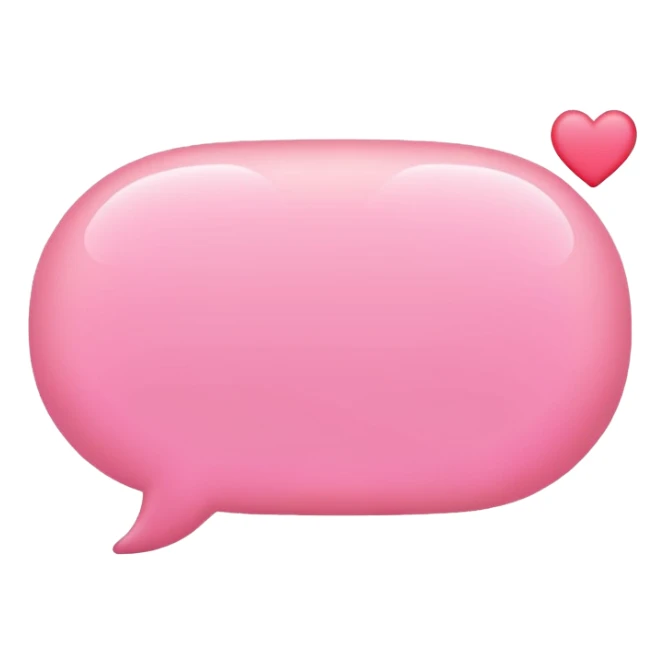 A rounded pink speech bubble, filled evenly with tiny heart emojis, soft glow, sticker