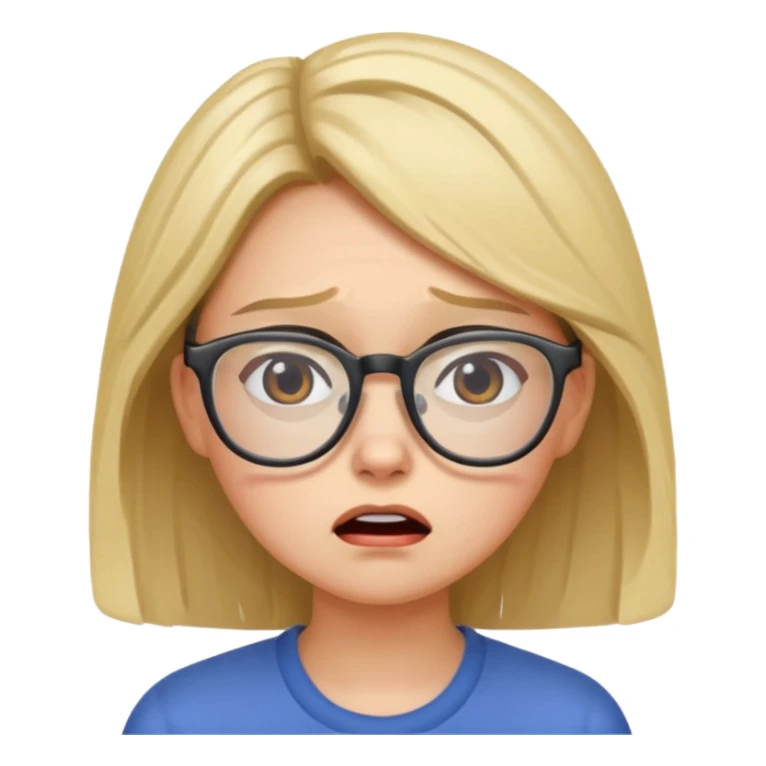 a young lady going crazy not having any work... wearing glasses sticker