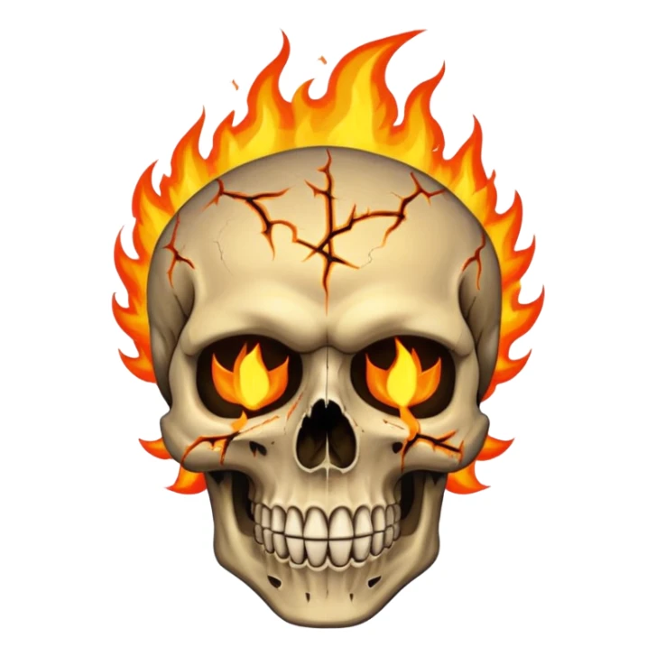 Make a rockstar like fill a skull with fire on it sticker