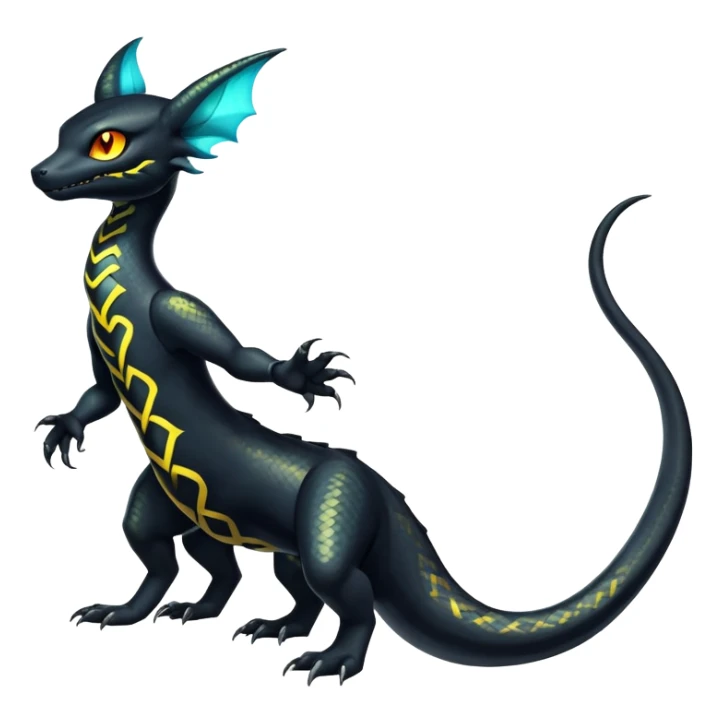 Shiny Dark Evil Exotic Colorful Salandit-Umbreon-Fakémon-hybrid-creature (full body)  sticker