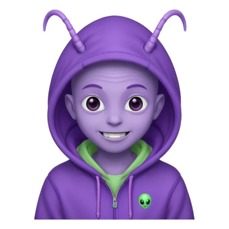 Aliens Purple pastel, having antennas, hoodie but not overhead sticker