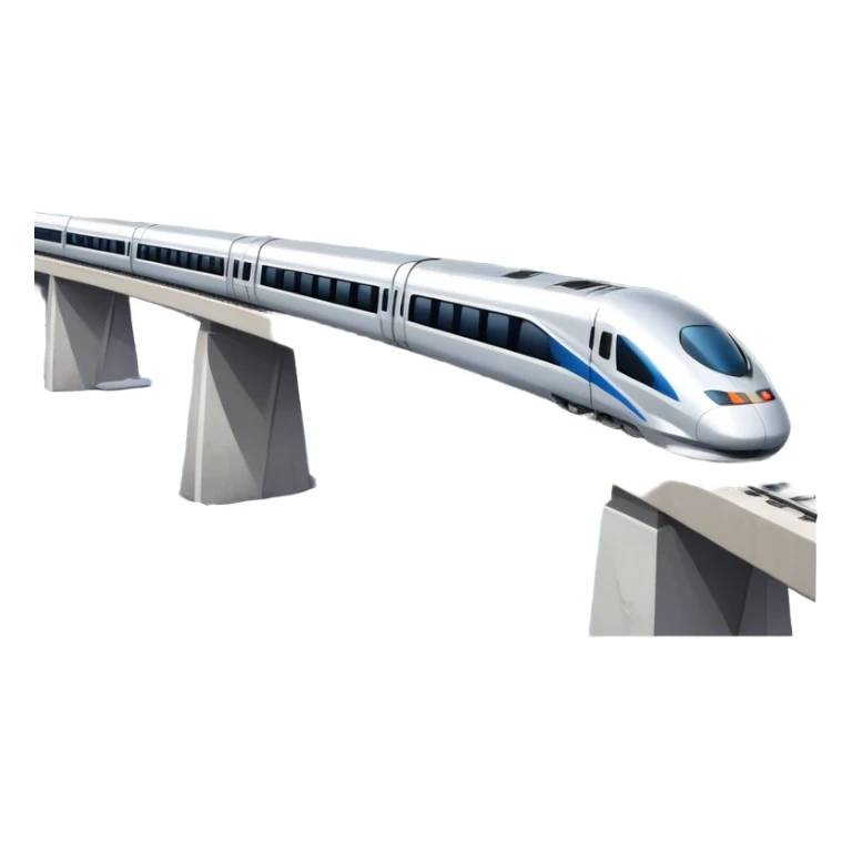 High Speed Train passing in front of snowy mountains on a big bridge through a river underneath it   sticker