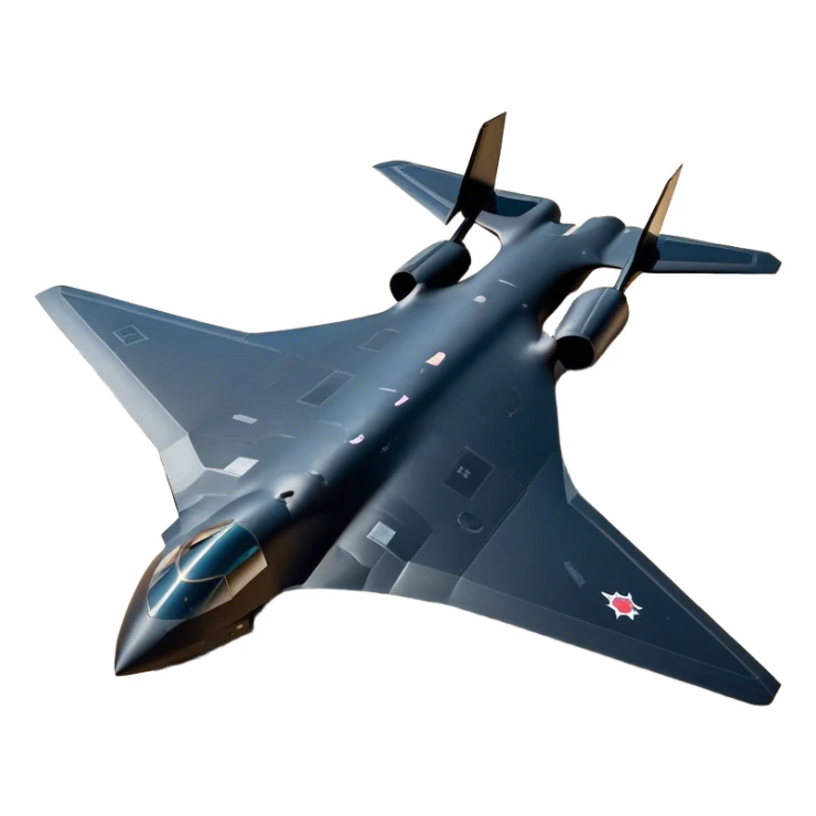 B-2 Spirit bomber - Northrop B-2 (Model Year: 2021) (Iconic colour: Stealth black) - A sleek, stealth bomber with smooth, angular contours and a matte jet-black finish. Emphasize a futuristic, minimalist design with a seamless fuselage, low-profile wings, and an overall intimidating stealth aesthetic. sticker