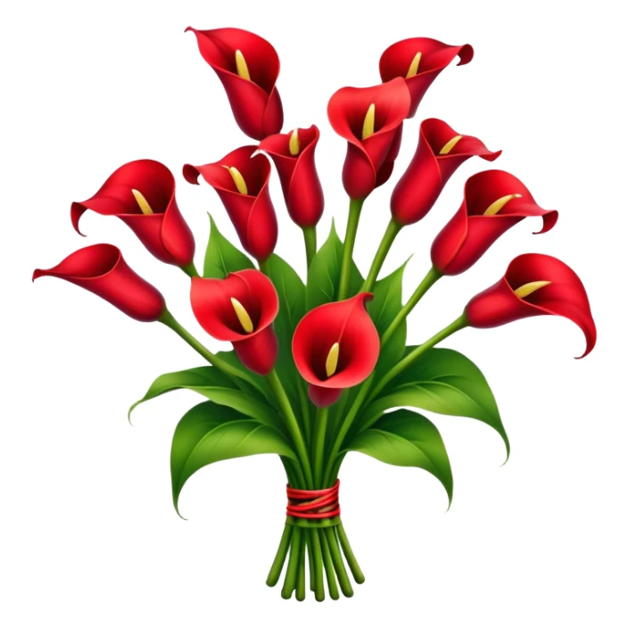 big bouquet Red Calla Lily, luxuriant, stem, leaf sticker