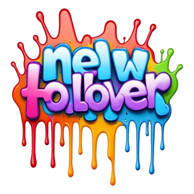 Graffiti the word New follower sticker