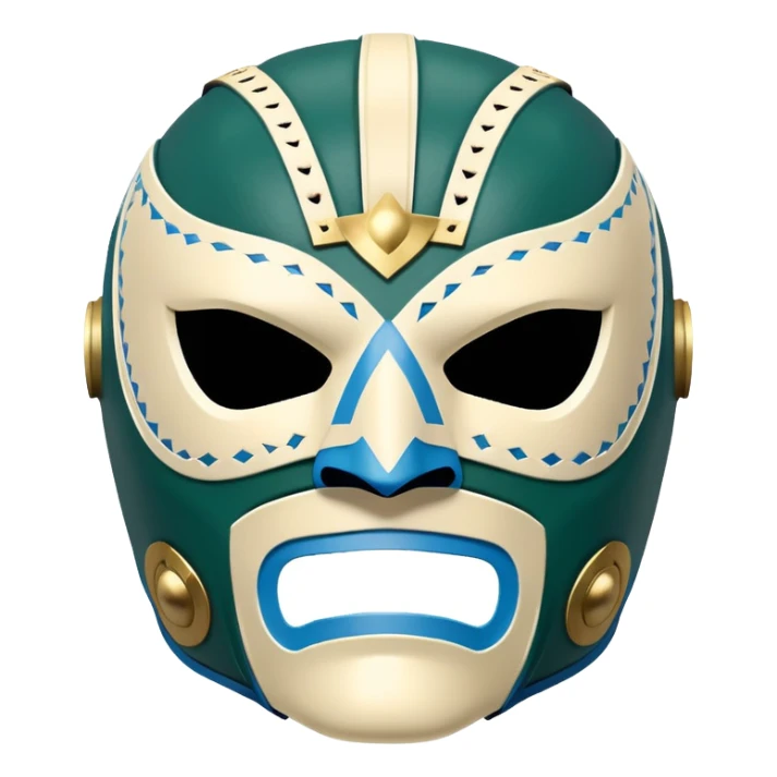 dark green, cream, and Carolina blue luchador mask sticker