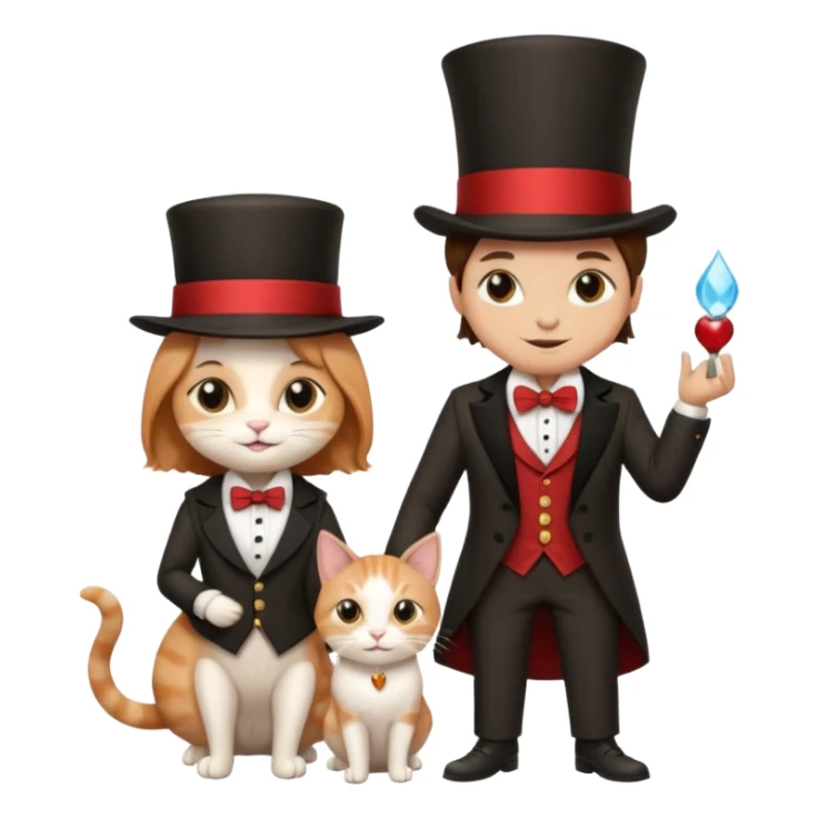 magician couple and their pet cat sticker