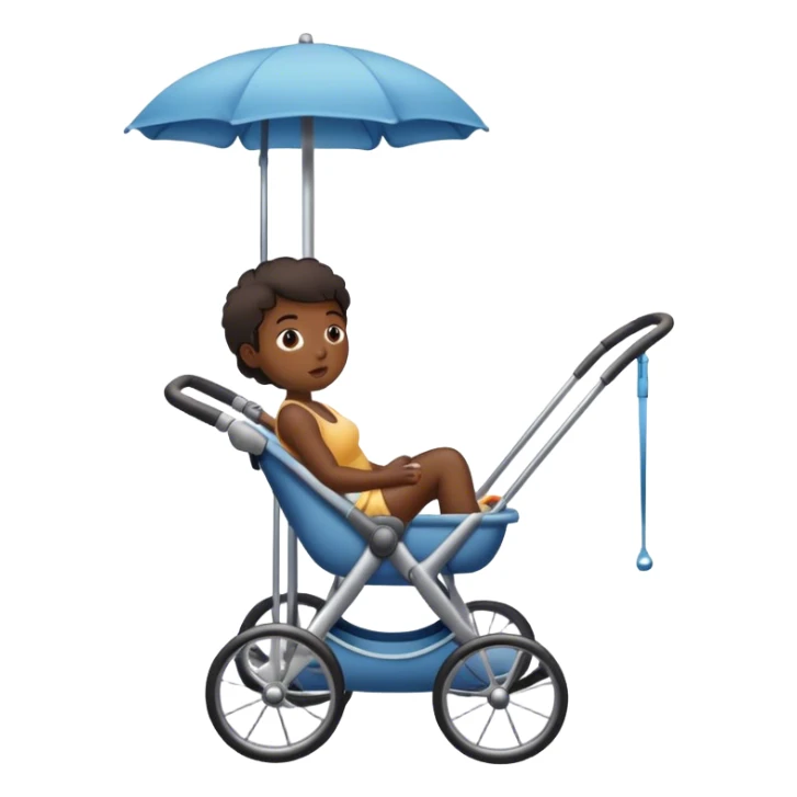 Person sweating pushing a pole in a stroller sticker