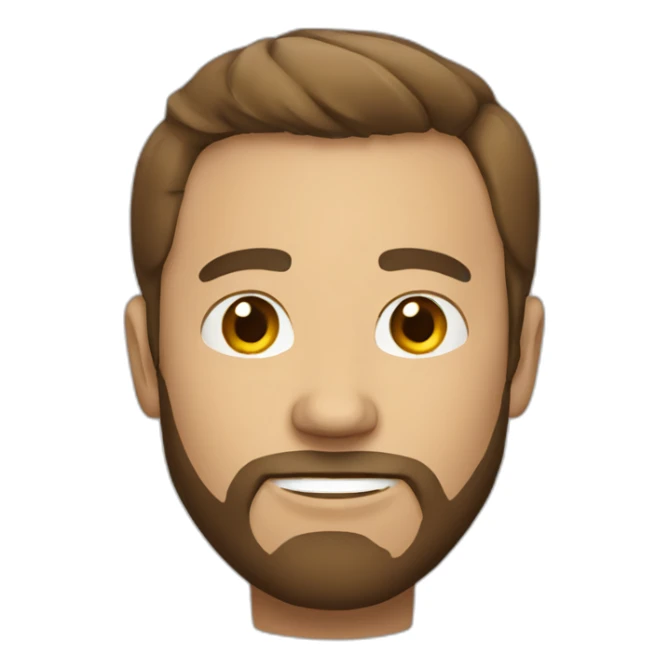 man with round face short brown hair beard sticker