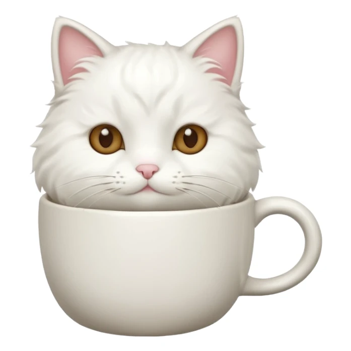 cute white cat relaxing in a coffe mug sticker