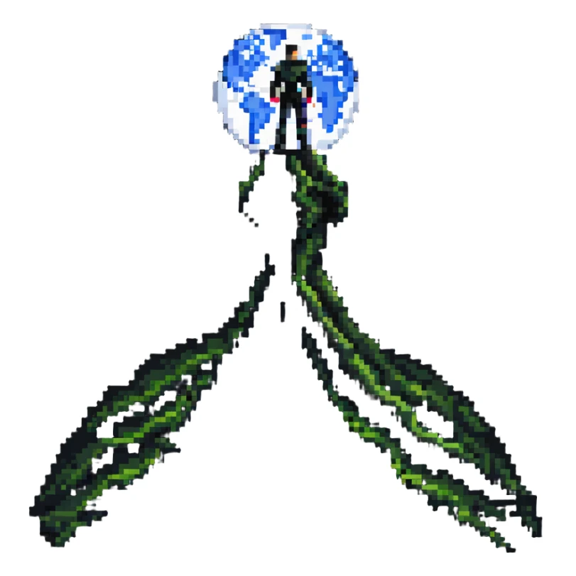 godlike man standing above the world, powerful and majestic sticker