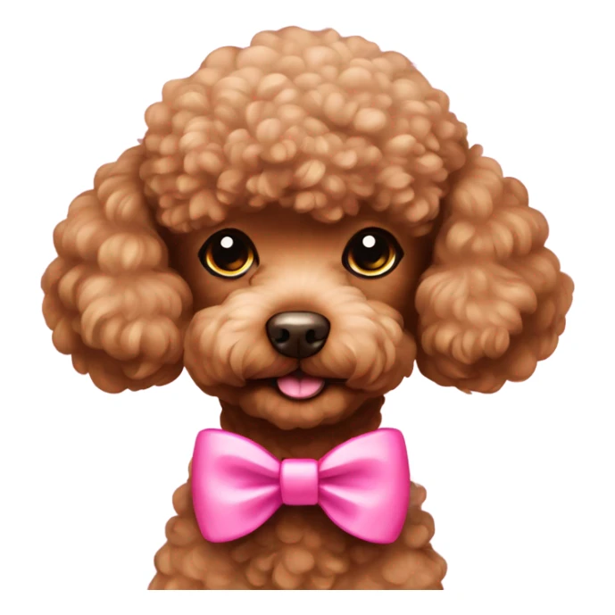 brown toy poodle with pink bow sticker